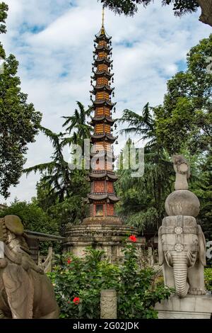 Pagode im Kloster Wenshu, Chengdu, Sichuan, China Stockfoto