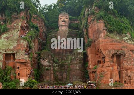 Riesiger Stein-Buddha in Leshan, Sichuan, China Stockfoto