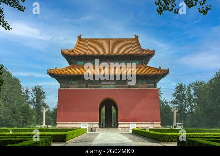 Stele Pavillon, Heilige Straße, Ming-gräber, Changping, China Stockfoto