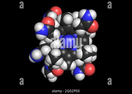 Vitamin B12 Cyanocobalamin-Molekül 3D rendern chemische Struktur Stockfoto