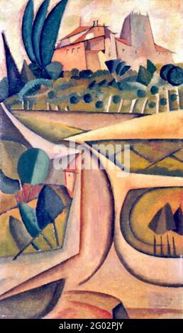 Amadeo de Souza-Cardoso-Kunstwerk mit dem Titel Manhufe Landscape Stockfoto