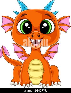 Cartoon niedlichen Baby Drachen sitzen Stock Vektor