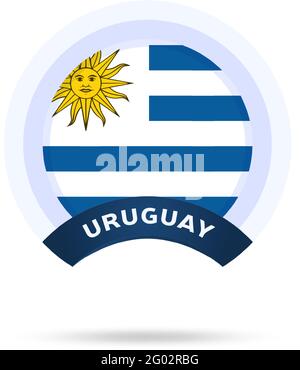 symbol für die Kreisschaltfläche der uruguay-Nationalflagge. Einfache Flagge, offizielle Farben und Proportionen richtig. Flache Vektorgrafik. Stock Vektor