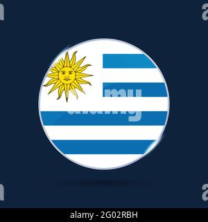 symbol für die Kreisschaltfläche der uruguay-Nationalflagge. Einfache Flagge, offizielle Farben und Proportionen richtig. Flache Vektorgrafik. Stock Vektor