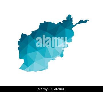 Vektor isolierte Illustration Symbol mit vereinfachten blauen Silhouette von Afghanistan Karte. Polygonaler geometrischer Stil, dreieckige Formen. Weißer Hintergrund. Stock Vektor