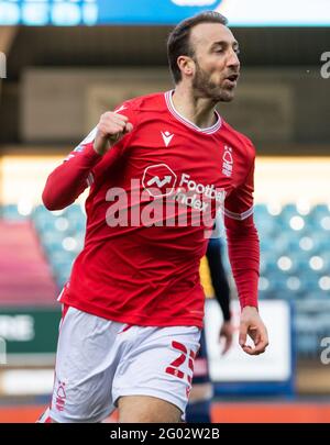 Aktenfoto vom 06-02-2021 von Glenn Murray aus Nottingham Forest, das die Torbildung gegen Wycombe Wanderers feiert. Ausgabedatum: Montag, 31. Mai 2021. Stockfoto