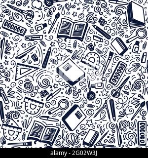 Nahtlos in die Schule zurück. Schreibwarenladen. Vektorgrafik Stock Vektor