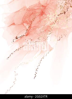 Rosa digitale Papier Hintergrund, Lachs abstarct Textur Malerei, acohol Tinte Aquarelle Kunst Textur Stock Vektor