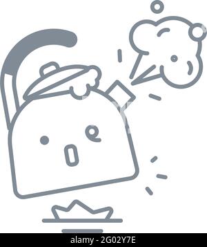 Symbol für kochenden Wasserkocher. Das Wasser im Wasserkocher kocht. Negative Meldung. Vektor. Das Bild ist auf einem weißen Hintergrund isoliert. Stock Vektor