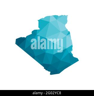 Vektor isolierte Illustration Symbol mit vereinfachten blauen Silhouette der Demokratischen Republik Algerien Karte. Polygonaler geometrischer Stil Stock Vektor