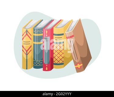 Vektor-Illustration von Büchern mit Briefen und Dornen im Retro-Stil. Stock Vektor