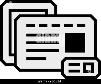 Umreißt das graue Symbol der Fenster der Benutzeroberfläche. Vektor. Trendy gehackt modernen Stil. Pass oder Abzeichen. Das Bild ist auf einem weißen Hintergrund isoliert. Stock Vektor