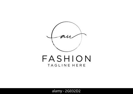 AU feminine Logo Schönheit Monogramm und elegantes Logo-Design, Handschrift Logo der ursprünglichen Signatur, Hochzeit, Mode, Blumen und botanischen mit kreativen Stock Vektor