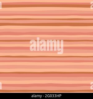 Abstrakte bunte Doodle Streifen Muster Hintergrund. Handgezeichnet mit horizontalen Linien. Rosa, Pfirsich und braune Farben. Stock Vektor
