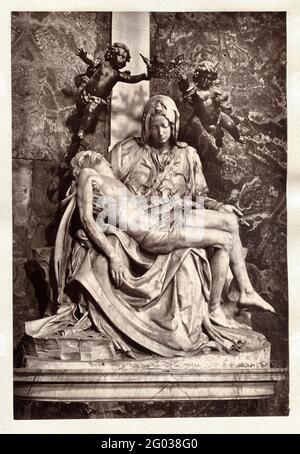 Skulptur mit dem Titel 'Pietà' von Michelangelo Buonarroti (1475 - 1564), im Petersdom, Vatikanstadt, Italien, 1498 - 1499 / 1875. Veröffentlicht in 'Michael Angelo Buonarroti' von Charles Christopher Black, 1875. Stockfoto