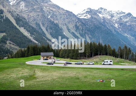 Schweiz, Giro d'Italia 2021, Etappe Verbania-Valle Spluga-Alpe Motta, Pass San Bernardino Stockfoto