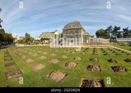 FRANKREICH - LOIRE ATLANTIQUE (44) - NANTES - INNENSTADT : DER JARDIN DES PLANTES UND SEINE GEWÄCHSHÄUSER. Stockfoto