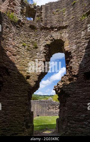 Die Runde halten in Skenfrith Castle, Monmouthshire, Wales, Großbritannien Stockfoto