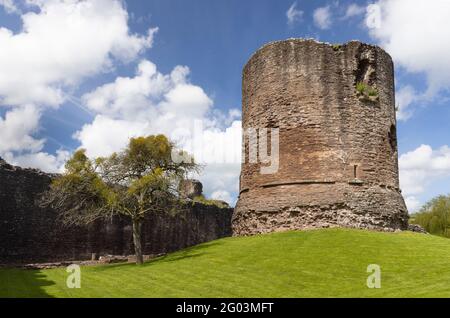 Die Runde halten in Skenfrith Castle, Monmouthshire, Wales, Großbritannien Stockfoto