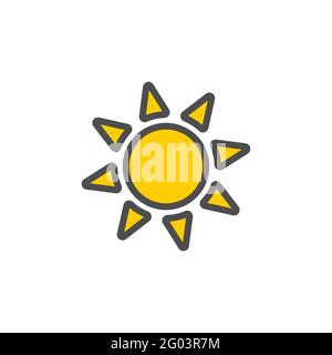 Leuchtend gelbe Sonne bunte Vektor-Symbol, Natur einfache Illustration Stock Vektor