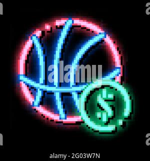 Basketball Ball Wetten und Glücksspiel Neon leuchten Symbol Illustration Stock Vektor