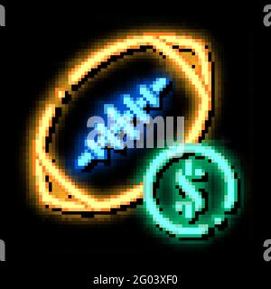 Rugby Ball Wetten und Glücksspiel Neon leuchten Symbol Illustration Stock Vektor