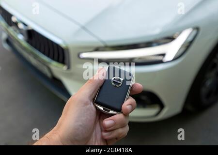 Volvo S60 ist ein von Volvo von 2000 bis heute produziertes Auto. Es hat ein luxuriöses Innendesign. Stockfoto