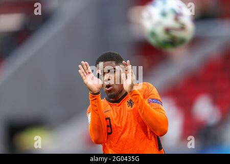 BOEDAPEST, UNGARN - 31. MAI: Myron Boadu aus den Niederlanden U21 während des UEFA-Viertelfinalmatches der U-21-Europameisterschaft 2021 zwischen der niederländischen U 21 und der französischen U 21 in der Boszik Arena am 31. Mai 2021 in Boedapest, Ungarn (Foto: Istvan Derencsenyi/Orange Picches) Stockfoto