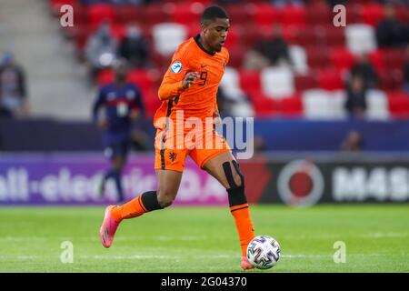 BOEDAPEST, UNGARN - 31. MAI: Myron Boadu aus den Niederlanden U21 während des UEFA-Viertelfinalmatches der U-21-Europameisterschaft 2021 zwischen der niederländischen U 21 und der französischen U 21 in der Boszik Arena am 31. Mai 2021 in Boedapest, Ungarn (Foto: Istvan Derencsenyi/Orange Picches) Stockfoto