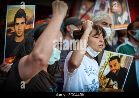 Ankara, Türkei. Mai 2021. Demonstranten skandierten Slogans, während sie während der Demonstration gestikulierten. Die Proteste im Gezi Park begannen in Taksim und wurden in der ganzen Türkei zu groß angelegten Protesten, da die Proteste gegen den Abriss des Parks fortgesetzt wurden. 7 Zivilisten starben bei den Protesten, mehr als 8000 Menschen wurden verletzt. Kredit: SOPA Images Limited/Alamy Live Nachrichten Stockfoto