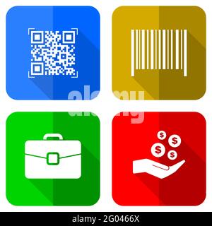 Business-Vektor-Symbole, Satz von qr-Code, Barcode, Fall und Geld-Symbole in eps 10 Stock Vektor