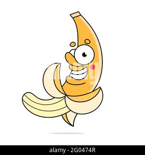 Vektor-Illustration der Hälfte geschälte Banane isoliert auf weißem Hintergrund Stock Vektor