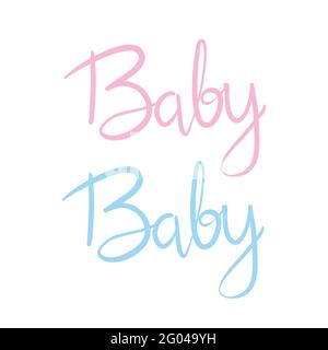 Schriftzug-Set für Babydusche. Die Ankunft des Kindes und die Sammlung der Dusche mit der Inschrift. Vektor, Illustration. Stock Vektor