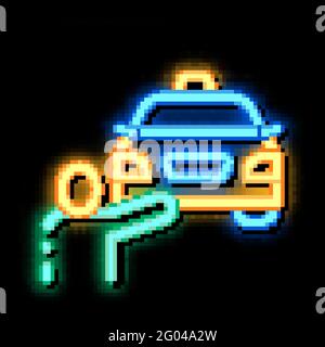 Human Hitch-Wandern Online Taxi Neon Glow Symbol Illustration Stock Vektor
