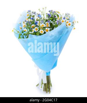 Hochzeitsstrauß auf Weiß isoliert. Frischer, üppiger Blumenstrauß Stockfoto