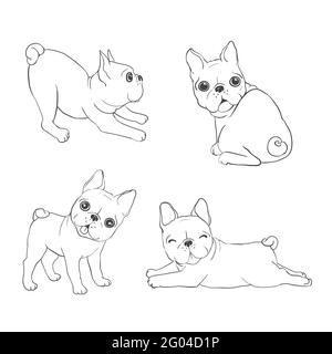 Französische Bulldogge Hintergrund. Vektorgrafik. Hund, Illustration, französisch Stock Vektor