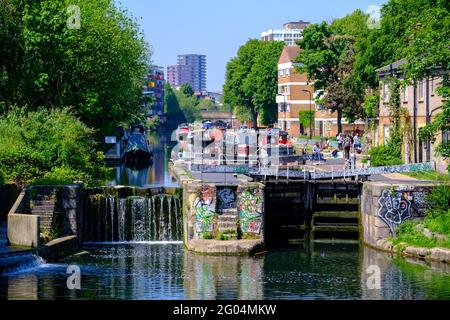 Regents Canal, Hackney, London, Großbritannien Stockfoto