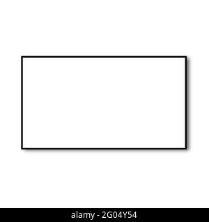 Ein horizontaler rechteckiger leerer fotorahmen mit schwarzen Rändern, Bildvorlage bereit für Bildmockup. Pure Empty White blank mit Schatten. 3D Stockfoto