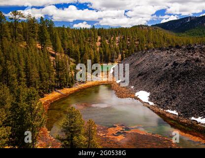 Lost Lake, Newberry National Volcanic Monument, Newberry Caldera, Big Obsidian Flow, Oregon Stockfoto