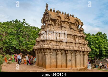 Ganesha Ratha, Mamallapuram, Tamil Nadu, Indien Stockfoto