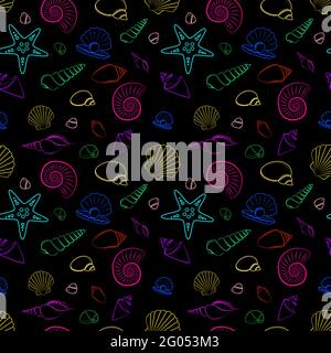 Cartoon Muscheln nahtlose Hintergrund Muster Stock Vektor