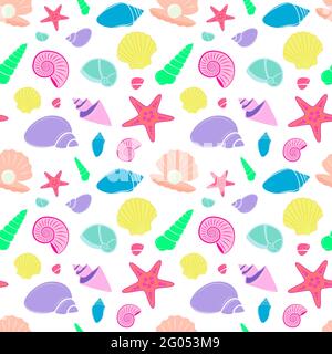 Cartoon Muscheln nahtlose Hintergrund Muster Stock Vektor