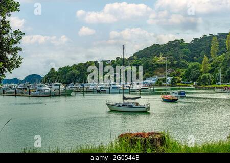 Marina an der Whangaroa, North Island, Neuseeland Stockfoto