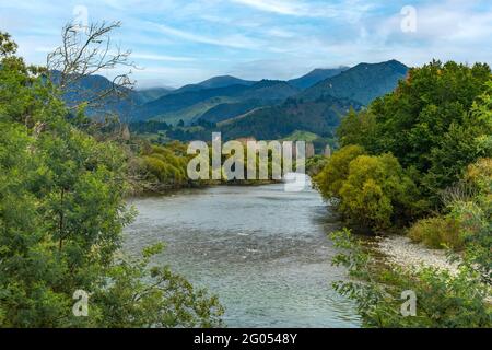 Motueka River, Tasman, Südinsel, Neuseeland Stockfoto