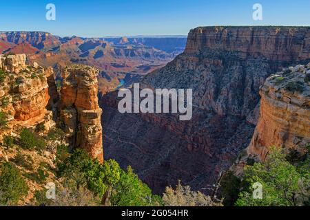 Aussichtspunkt über den Rand von Moran Point, South Rim, Grand Canyon National Park, Arizona Stockfoto