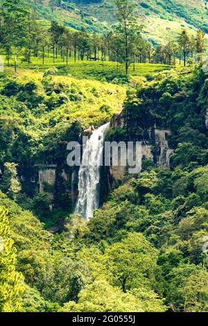 Obere Ramboda Falls, in der Nähe von Nuwara Eliya, Sri Lanka Stockfoto