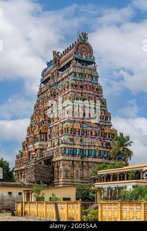 West Gopuram, Thillai Nataraja Tempel, Chidambaram, Tamil Nadu, Indien Stockfoto