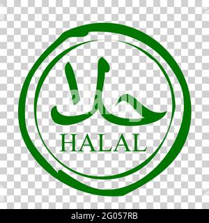 Vector Green Circle Stamp Sign Halal, erlaubt zu essen und zu trinken in islam Menschen, auf transparenten Effekt Hintergrund Stock Vektor