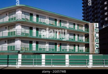 1980er Jahre USA - Island Motel, Atlantic City, New Jersey 1985 Stockfoto