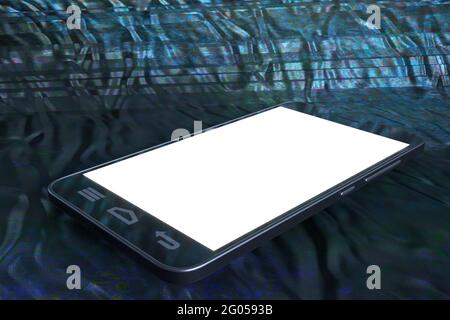 Ein 3d-Rendering eines Smartphones mit leerem Bildschirm. Stockfoto